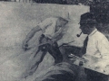 Willy Waldapfel mentre dipinge Erntesegen